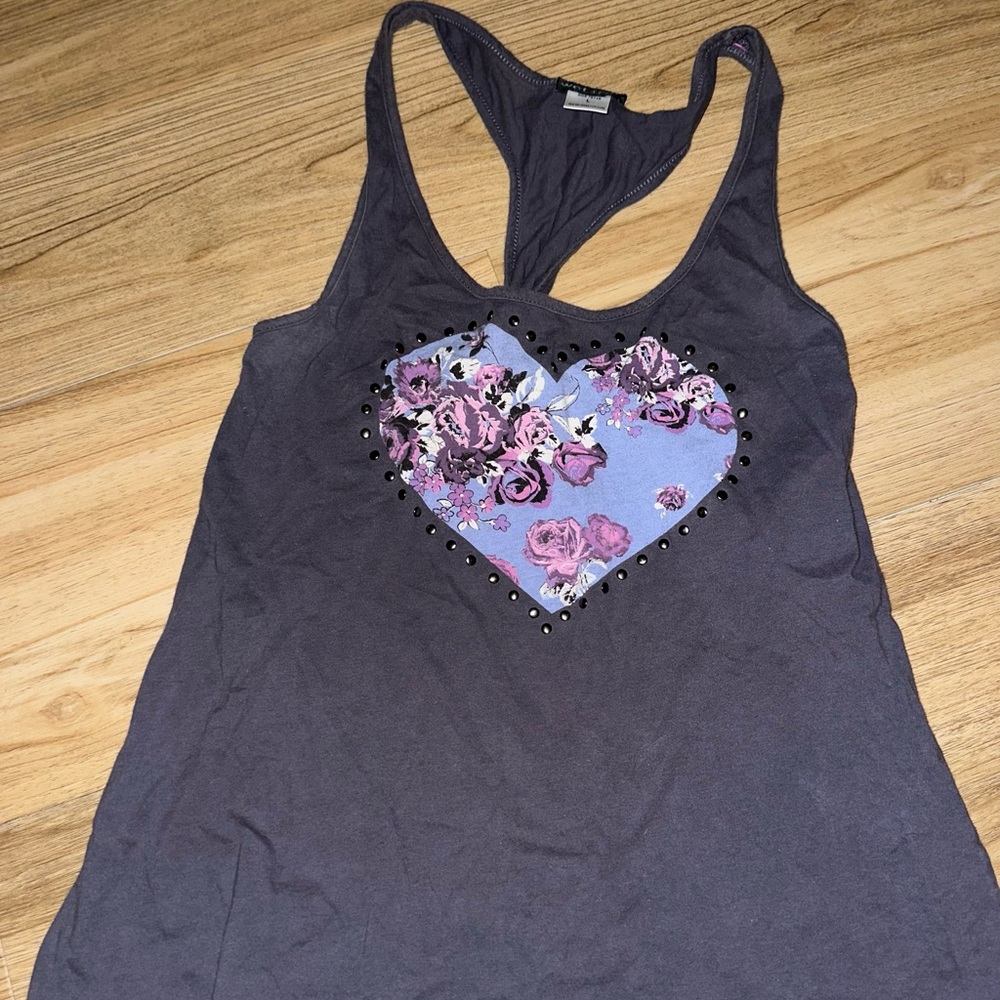 Wet Seal Gray Sleeveless Embellished Tank Top